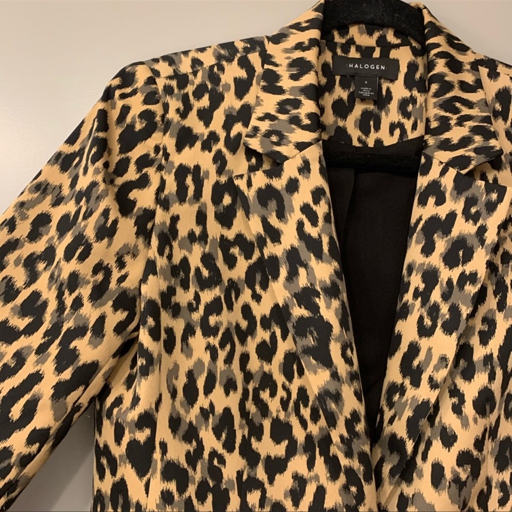 Halogen Taupe Animal Print Single Button Blazer - image 2